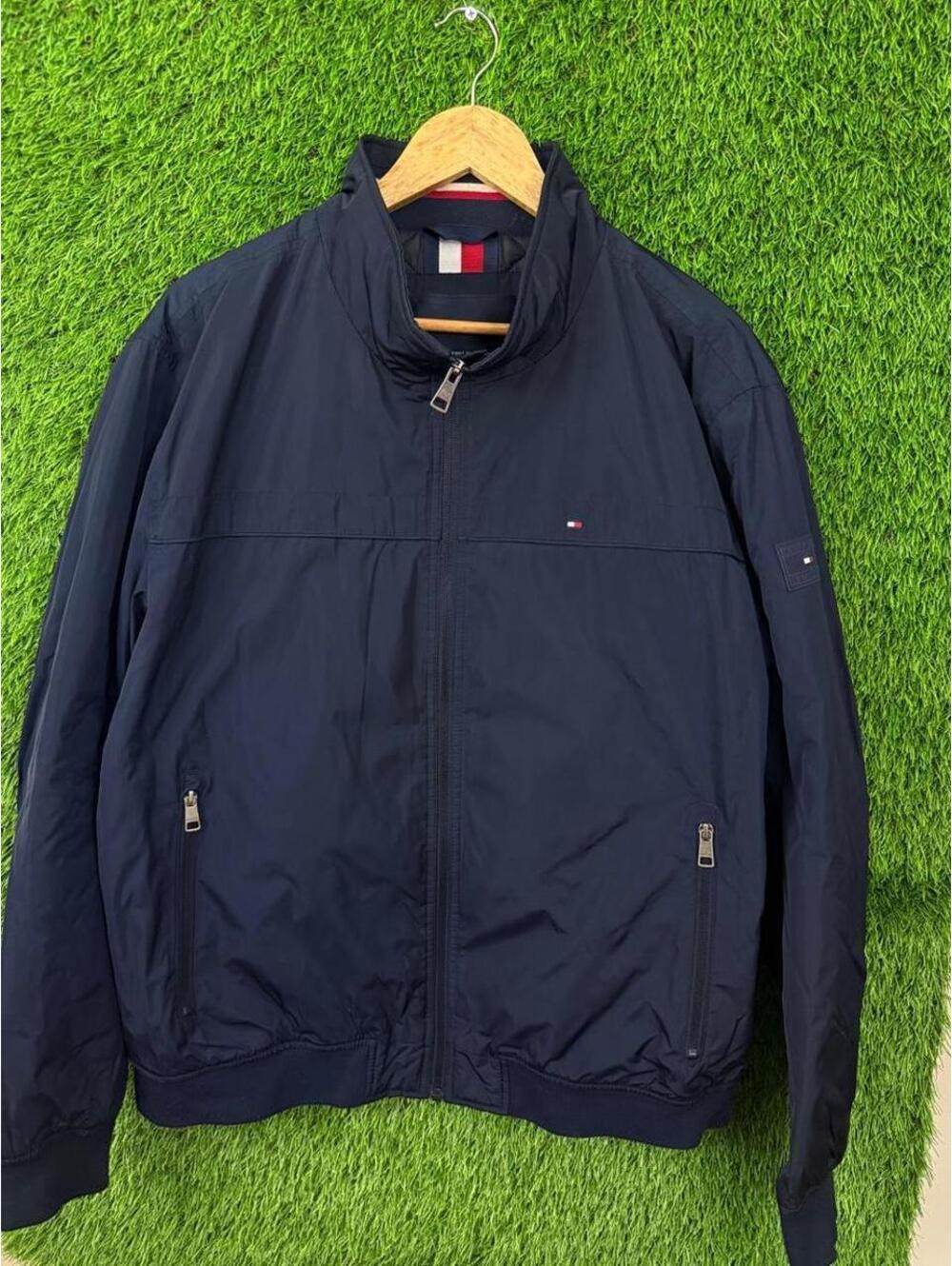 Tommy Hilfiger Navy Lightweight Full Zip Jacket Flag Logo Windbreaker Size L